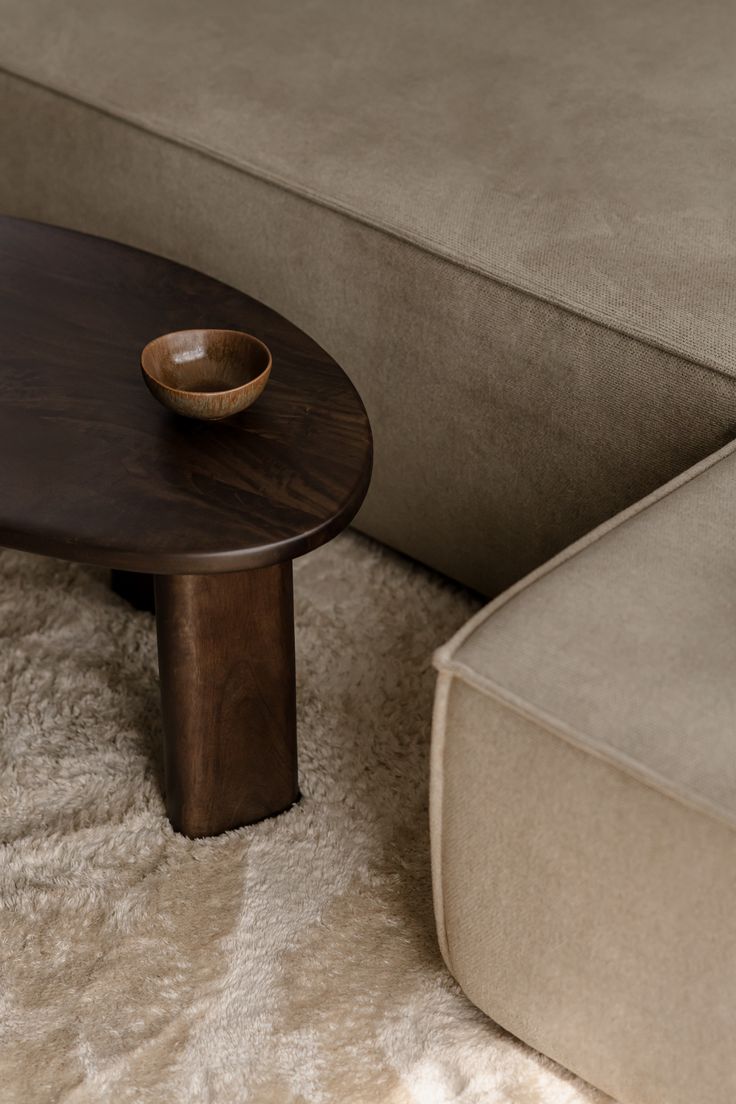 Sculptural custom wood coffee table detail
