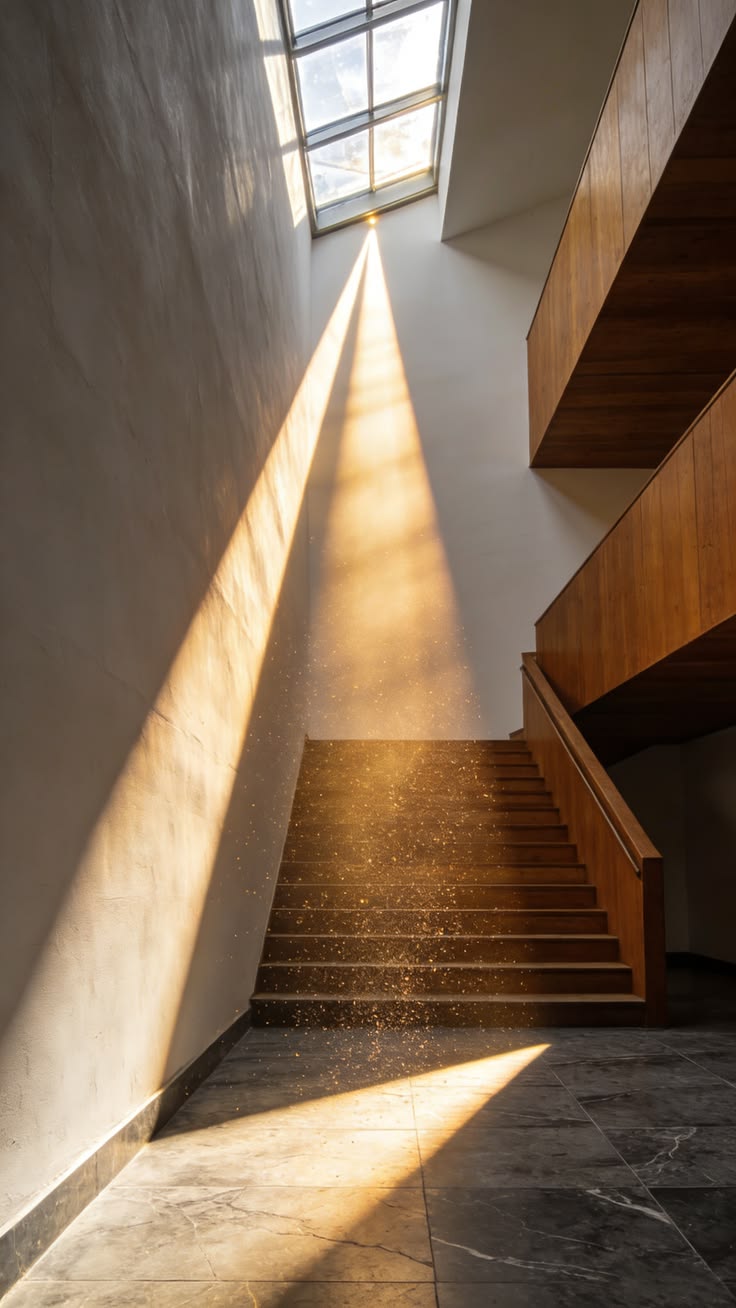 Skylight casting natural light across a staircase